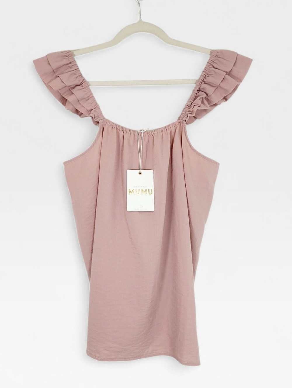 NWT Show Me Your MuMu Mauve Pink Ruffle Flutter Shoulder Tank Top Large - Picture 2 of 10